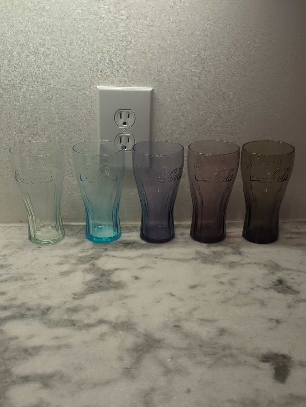 Set of 5 Vintage Multicolored McDonalds Coke Glasses